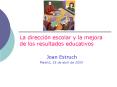 La direcci n escolar y la mejora de los resultado