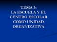 TEMA 3: LA ESCUELA Y EL CENTRO ESCOLAR COMO UNIDA