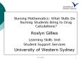 Nursing Mathematics: What Skills Do Nursing Students Brin