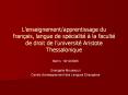 L enseignement/apprentissage du fran ais, langue de s
