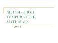 AE 1354 - HIGH TEMPERATURE MATERIALS UNIT 1 UNIT 1 CREE