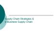 Supply Chain Strategies & e-Business Supply Chain Suppl