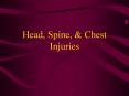 Head, Spine, & Chest Injuries Head Injuries Leading cause o
