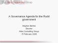 A Governance Agenda for the Rudd government Stephen Barto