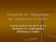 Inequities vs. Inequalities vs. Disparities in Health 