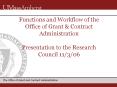 Functions and Workflow of the Office of Grant & Contrac