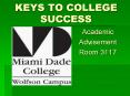 KEYS TO COLLEGE SUCCESS Academic Advisement Room 3117 Key
