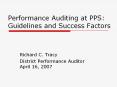 Performance Auditing at PPS: Guidelines and Success Factor
