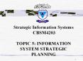 CBSM4203 TOPIC 5: INFORMATION SYSTEM STRATEGIC PLANNING * 