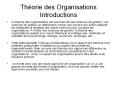 Th orie des Organisations Introductions La th orie de