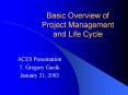 Basic Overview of Project Management and Life Cycle ACE