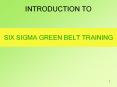 INTRODUCTION TO SIX SIGMA GREEN BELT TRAINING Six Sigma ha