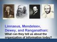 Linnaeus, Mendeleev, Dewey, and Ranganathan: What can the