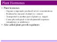 Plant Hormones Plant hormones Organic compounds produced i