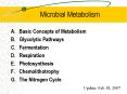 Microbial Metabolism Basic Concepts of Metabolism Glycolyti