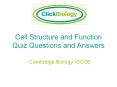 Cell Structure and Function Quiz Questions and Answer