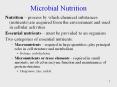 Microbial Nutrition Nutrition   process by which chemica