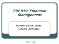 FIN 819: Financial Management Administrative Issues Cours