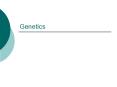 Genetics What is Genetics Genetics is the scientific stud