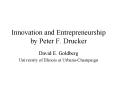 Innovation and Entrepreneurship by Peter F. Drucker David E