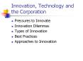 Innovation, Technology and the Corporation Pressures t