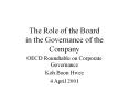 The Role of the Board in the Governance of the Company OEC
