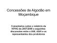 Concess es de Algod o em Mo ambique Comentarios sobre 