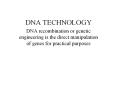 DNA TECHNOLOGY DNA recombination or genetic engineering i