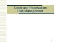 Credit and Receivables Risk Management Credit Managemen