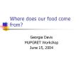 Where does our food come from? Georgia Davis MUPGRE