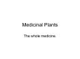 Medicinal Plants The whole medicine. How many are used? 75