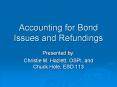 Accounting for Bond Issues and Refundings Presented b