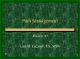 Pain Management What is it? Lisa M. Lackner, RN, MSN Pain