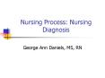 Nursing Process: Nursing Diagnosis George Ann Daniels, MS