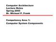 Computer Architecture Lecture Notes Spring 2005 Dr. Michae