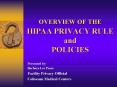 OVERVIEW OF THE HIPAA PRIVACY RULE and POLICIES Presente