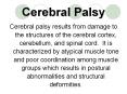 Cerebral Palsy Cerebral palsy results from damage to th