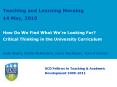 Teaching and Learning Morning 14 May, 2010 How Do We Fin