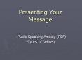 Presenting Your Message-Public Speaking Anxiety (PSA)-Type