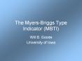 The Myers-Briggs Type Indicator (MBTI) Will B. Good