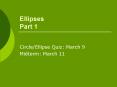 Ellipses Part 1 Circle/Ellipse Quiz: March 9 Midterm: Marc
