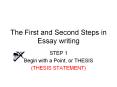 The First and Second Steps in Essay writing STEP 1 Begi