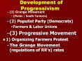 Development of Progressivism (1) Grange Movement (Plains 