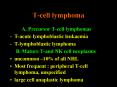 T-cell lymphoma A. Precursor T-cell lymphomas T-acut