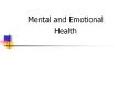 Mental and Emotional Health Mental Health The feeling yo
