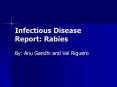 Infectious Disease Report: Rabies By: Anu Gandhi and Va