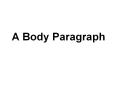 A Body Paragraph Where does a body paragraph fit into th