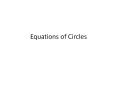 Equations of Circles Equation of a Circle The center of 