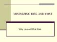 MINIMIZING RISK AND COST Why Use a CM at Risk MINIMIZIN