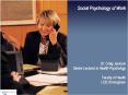 Social Psychology of Work Dr. Craig Jackson Senior Lecture